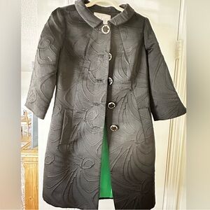 Milly Black Cape with Textured Fabric and Notched Collar